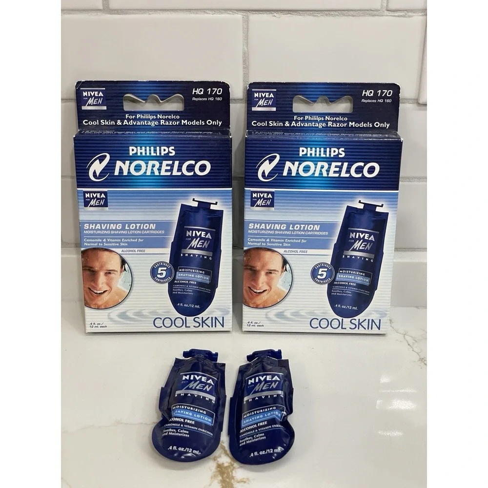 Philips Norelco Cool Skin Nivea Shaving‎ Lotion HQ 170 2 Packs 12 Cartridges New